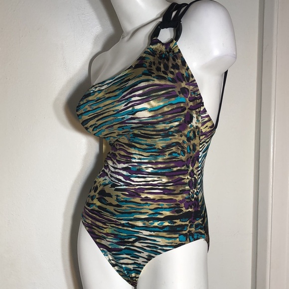 Nordstrom A. CHE‎ Into The Wild One Shoulder Leopard Swimsuit Swim Bathing Suit - Picture 6 of 16